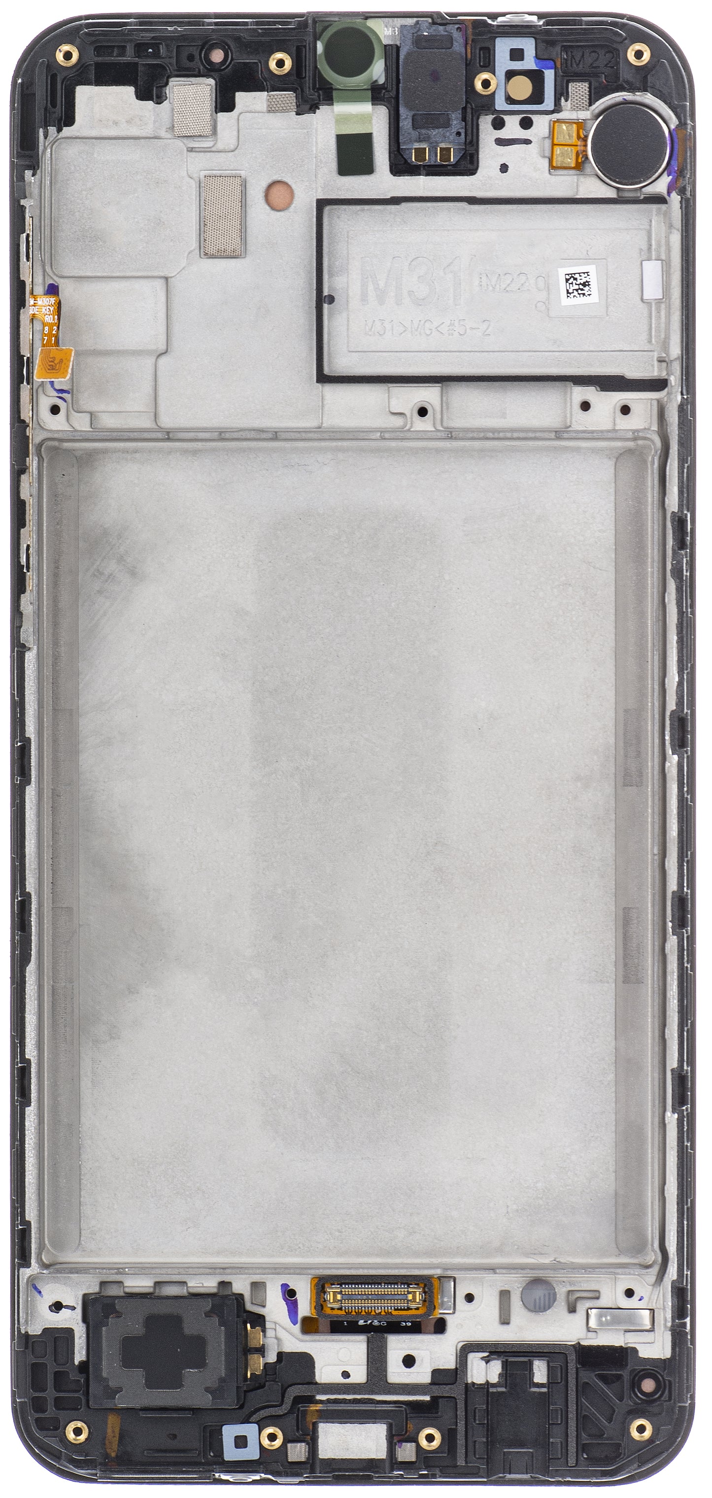 Érintőképernyős kijelző Samsung Galaxy M31 M315, kerettel, fekete, szervizcsomag GH82-22405A