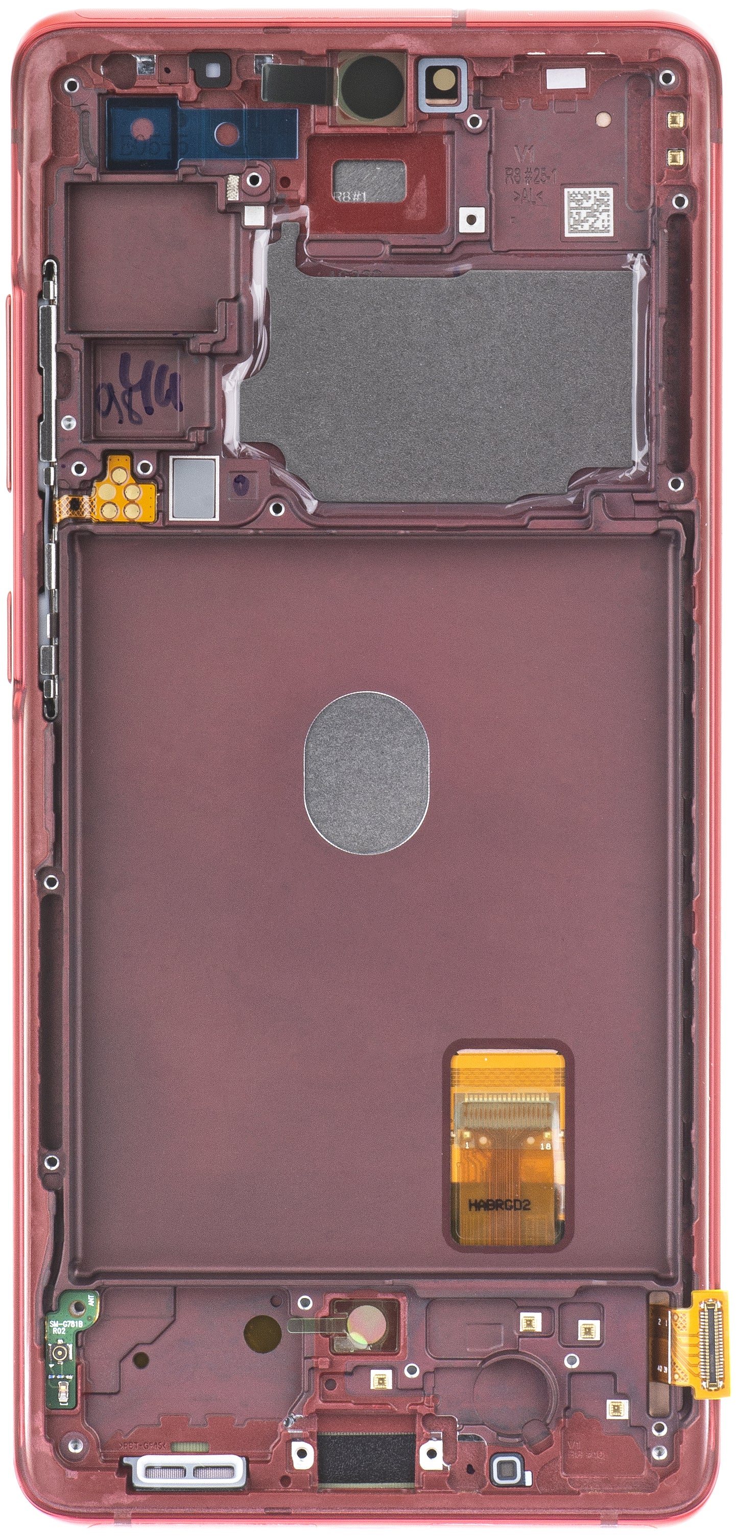 Érintőképernyős kijelző Samsung Galaxy S20 FE 5G G781, kerettel, piros, szervizcsomag GH82-24214E