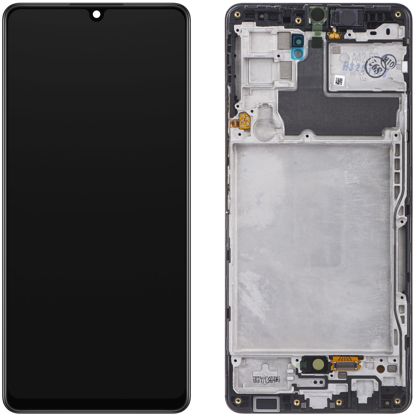 Érintőképernyős kijelző Samsung Galaxy A42 5G A426, kerettel, fekete, szervizcsomag GH82-24375A