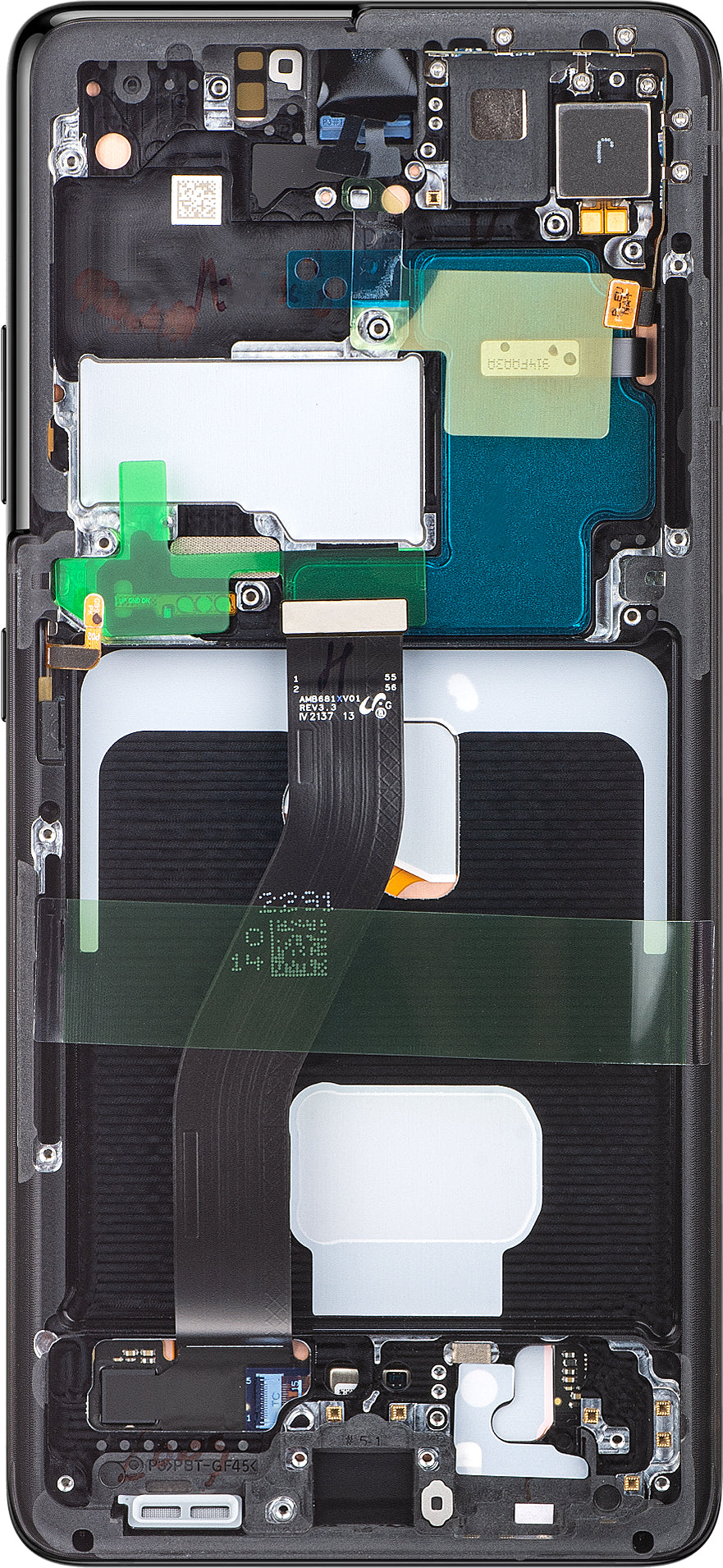 Érintőképernyős kijelző Samsung Galaxy S21 Ultra 5G G998, kerettel, fekete, szervizcsomag GH82-26035A