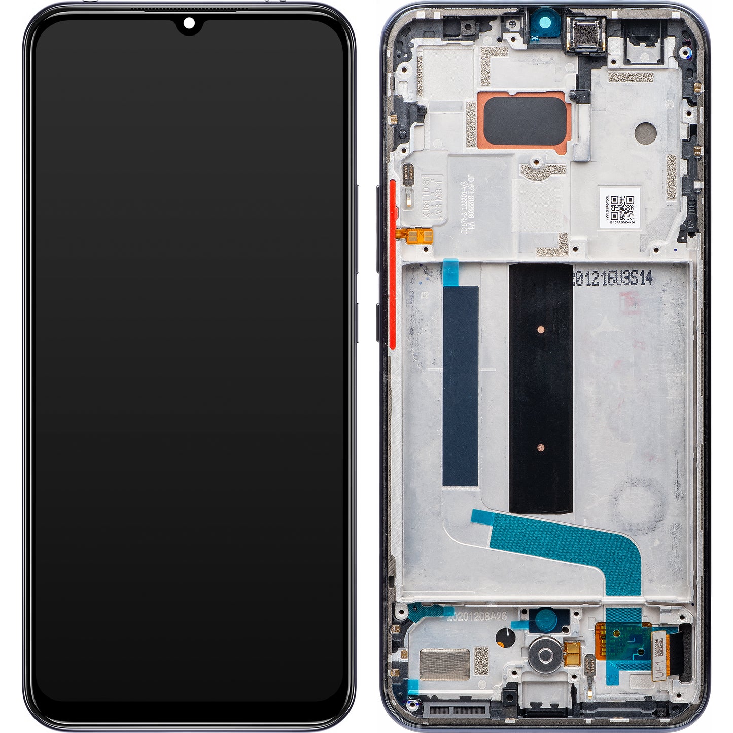 Xiaomi Mi 10 Lite 5G érintőképernyős kijelző, kerettel, szürke, Service Pack 56000400J900