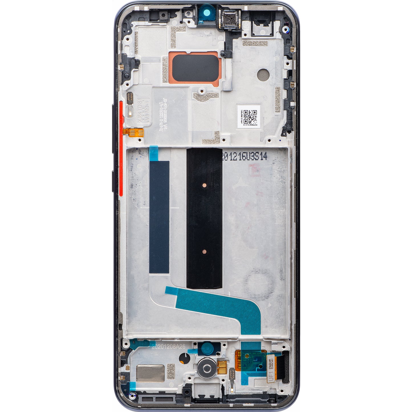 Xiaomi Mi 10 Lite 5G érintőképernyős kijelző, kerettel, szürke, Service Pack 56000400J900