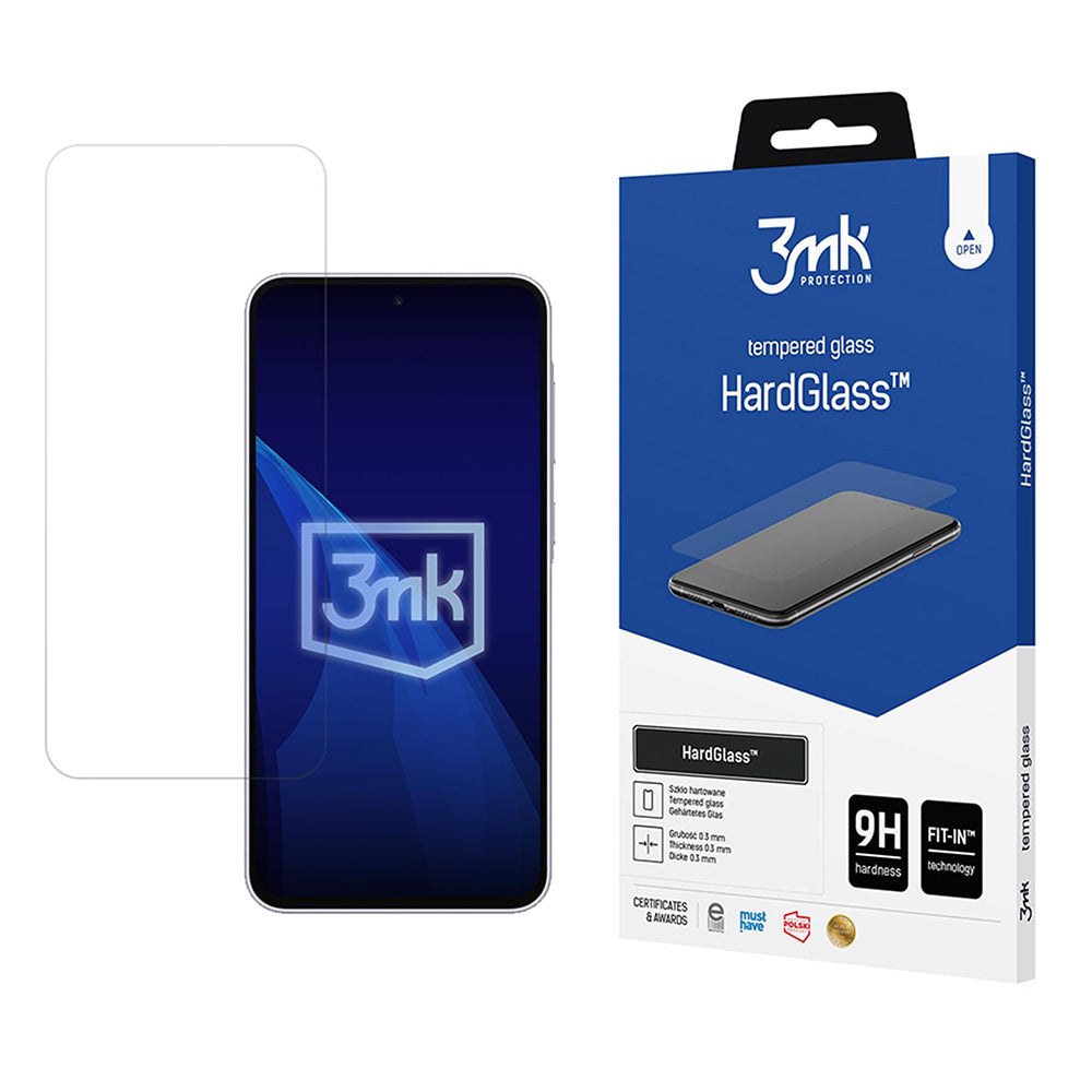 3MK HardGlass képernyővédő fólia Samsung Galaxy A37 5G-hez, edzett üveg, teljes ragasztóval