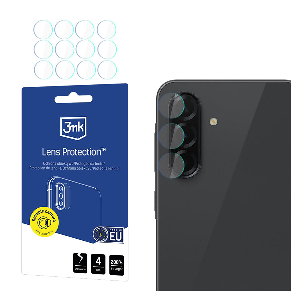 3MK Protection hátlapi kamera védőfólia Samsung Galaxy A57 5G / A37 5G készülékhez, edzett üveg, 4 darabos készlet, átlátszó