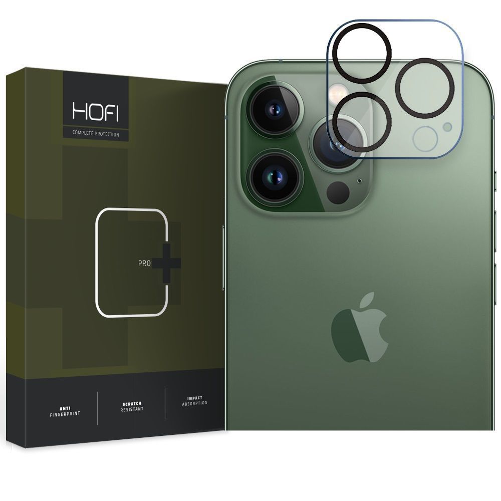 Védőfólia HOFI CAM PRO+ az Apple iPhone 15 Pro Max / 15 Pro hátsó kamerájához, Edzett üveg, Fekete