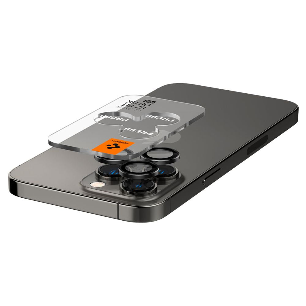 Spigen EZ FIT hátlapi kamera védőfólia Apple iPhone 16 Pro Max / 16 Pro, üvegvédelem, 2 darabos készlet, fekete