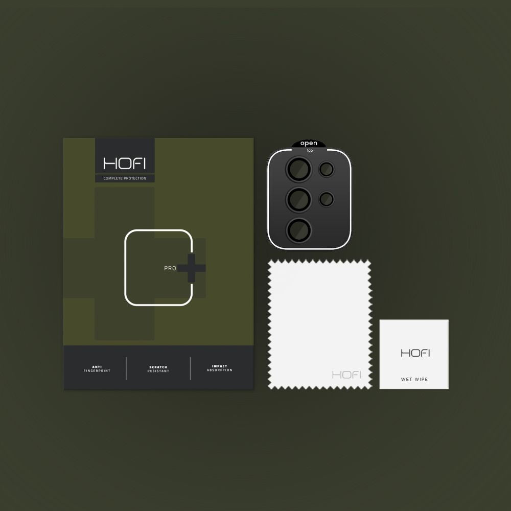 HOFI CamRing PRO+ hátsó kamera védőfólia Samsung Galaxy S24 Ultra S928-hoz, Edzett üveg, Fekete