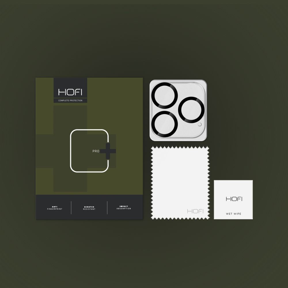 HOFI CAM PRO+ hátsó kamera védőfólia Apple iPhone 16 Pro Max / 16 Pro készülékhez, Edzett üveg, Fekete
