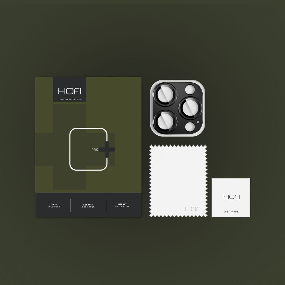 Védőfólia HOFI Fullcam az Apple iPhone 16 Pro Max / 16 Pro hátsó kamerájához, Edzett üveg, Fekete