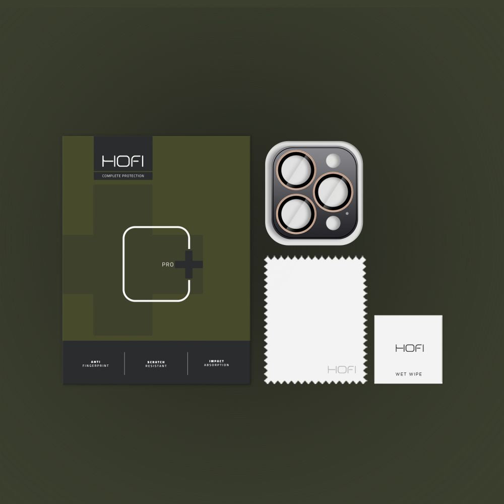 Hátsó kamera védőfólia HOFI CamRing PRO+ Apple iPhone 17 Pro / 16 Pro Max / 16 Pro készülékekhez, Edzett üveg, Arany színű