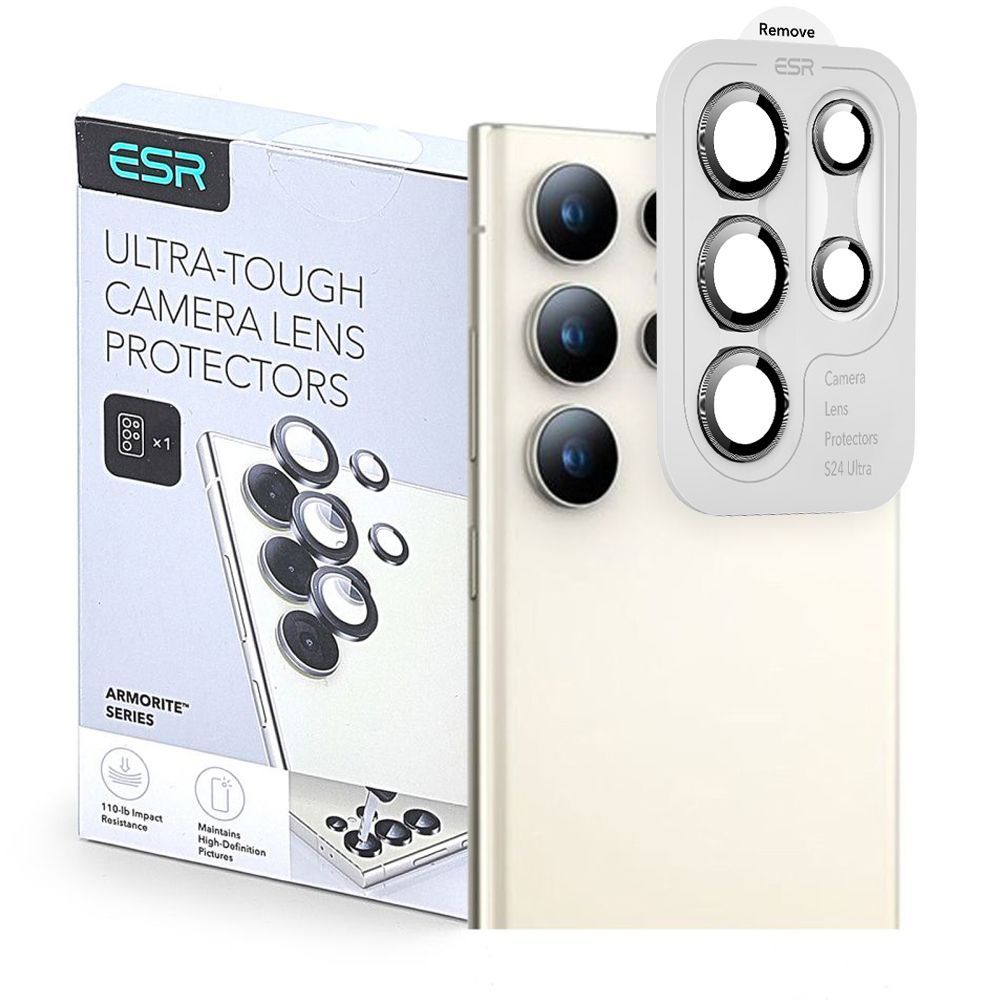 ESR Armorite hátsó kamera védőfólia Samsung Galaxy S25 Ultra S938-hez, Edzett üveg, Fekete