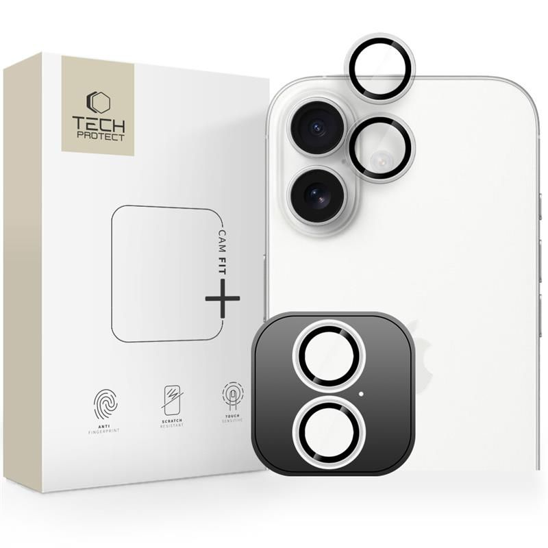 Védőfólia Tech-Protect CamRing Fit+ az Apple iPhone 17 hátsó kamerájához, Edzett üveg, Átlátszó