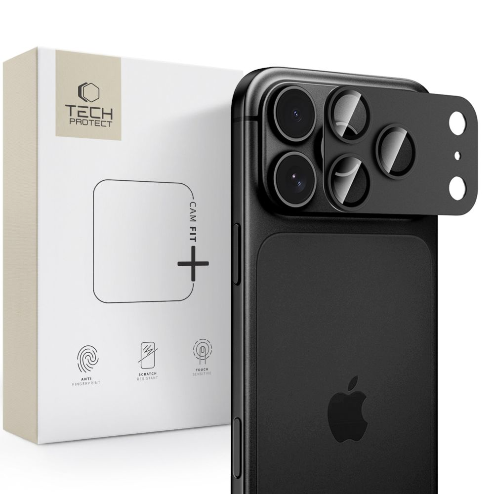 Tech-Protect CamFull Fit+ hátlapi kamera védőfólia Apple iPhone 18 Pro-hoz, edzett üveg, fekete