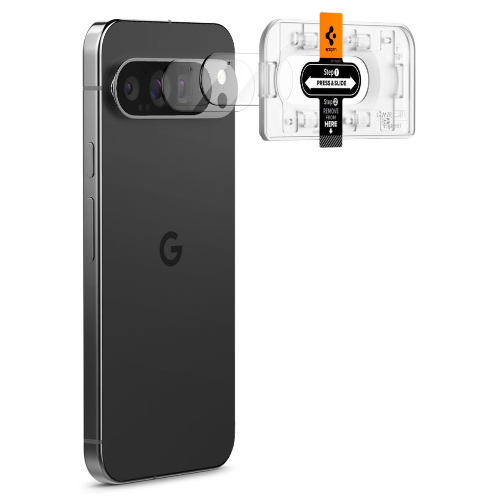 Védő hátlapi kameravédő fólia Spigen EZ FIT Google Pixel 9 Pro, üvegvédelem, 2 db-os készlet AGL08444