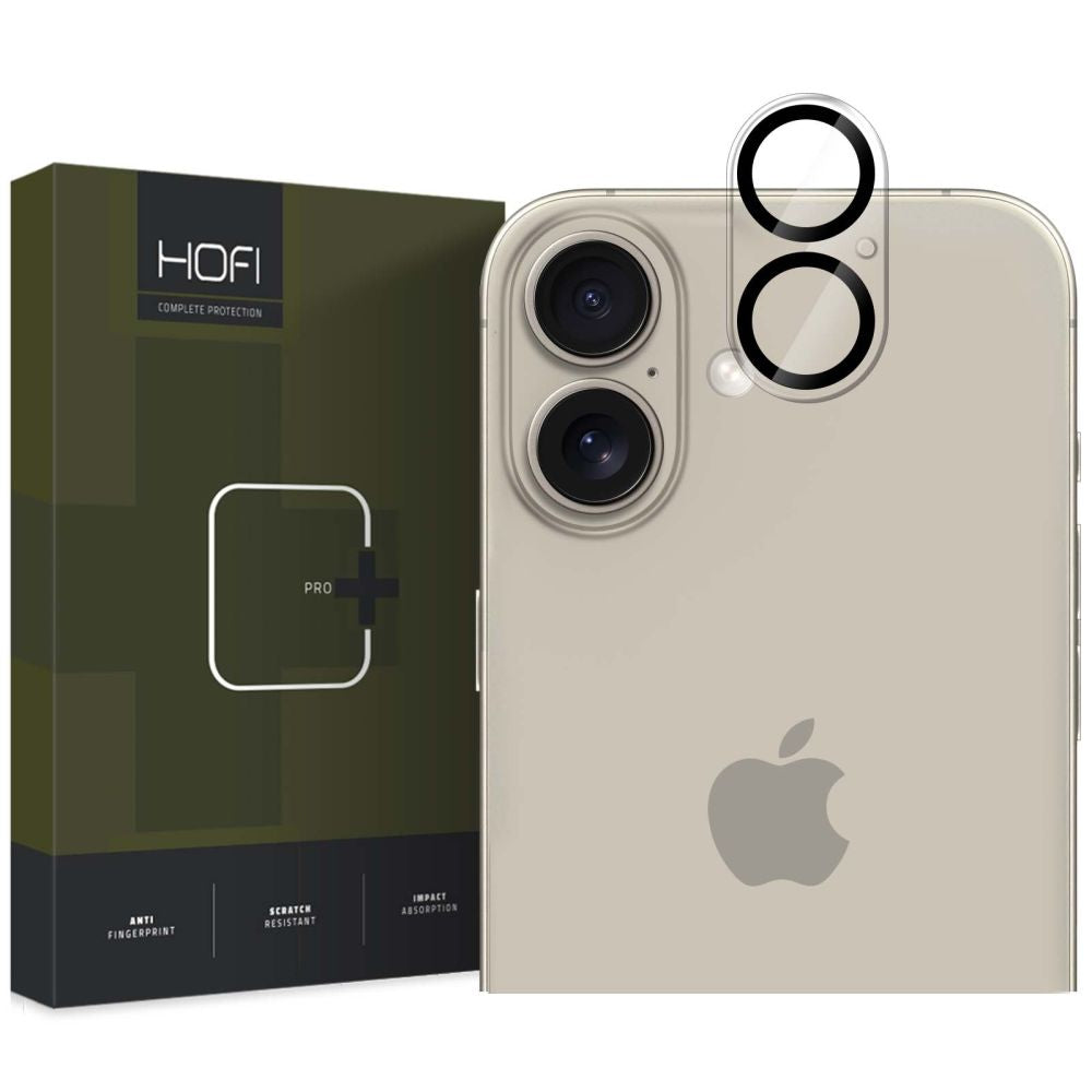 HOFI CAM PRO+ hátsó kamera védőfólia Apple iPhone 16 Plus / 16 készülékhez, Edzett üveg, Fekete