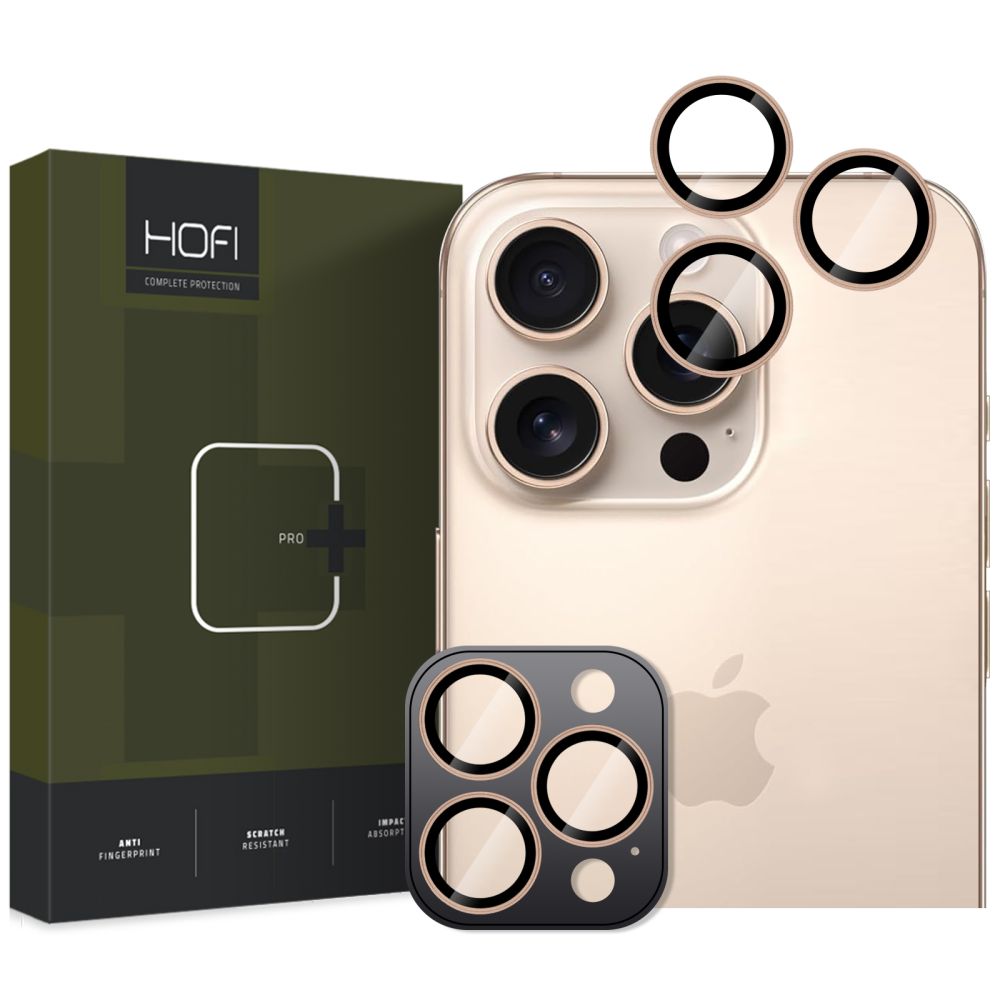Hátsó kamera védőfólia HOFI CamRing PRO+ Apple iPhone 17 Pro / 16 Pro Max / 16 Pro készülékekhez, Edzett üveg, Arany színű