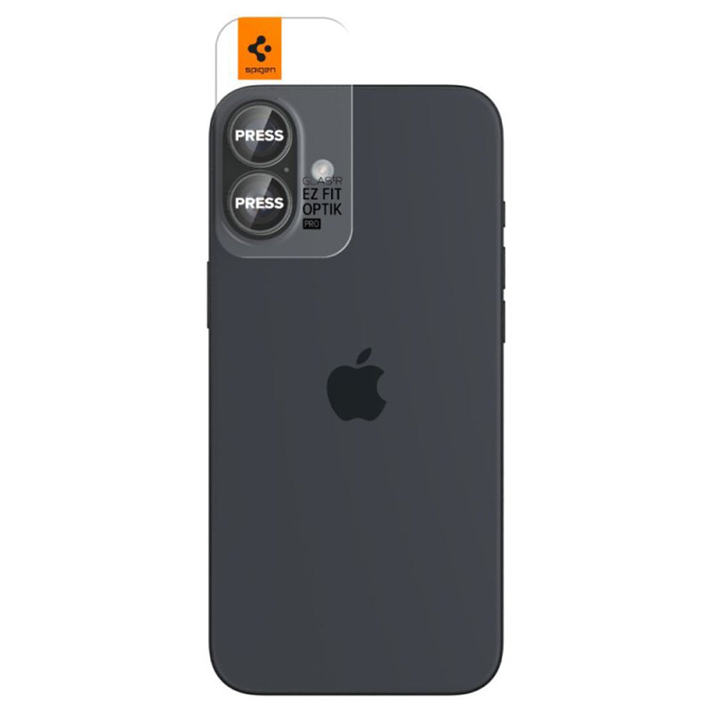 Spigen EZ FIT hátlapi kamera védőfólia Apple iPhone 16 Plus / 16, üvegvédelem, 2 darabos készlet, átlátszó AGL07921