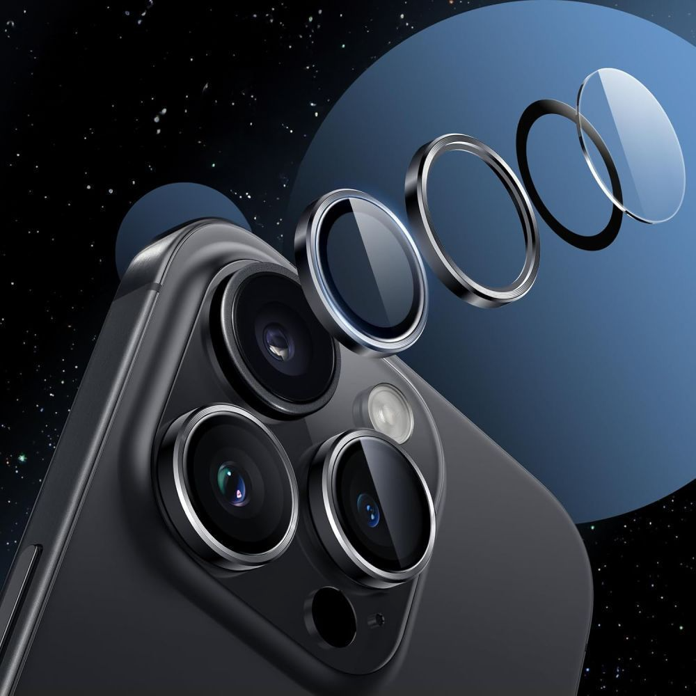 Tech-Protect CamRing Fit+ hátsó kamera védőfólia Apple iPhone 17 Pro Max / 17 Pro / 16 Pro Max készülékekhez, Edzett üveg, Narancssárga