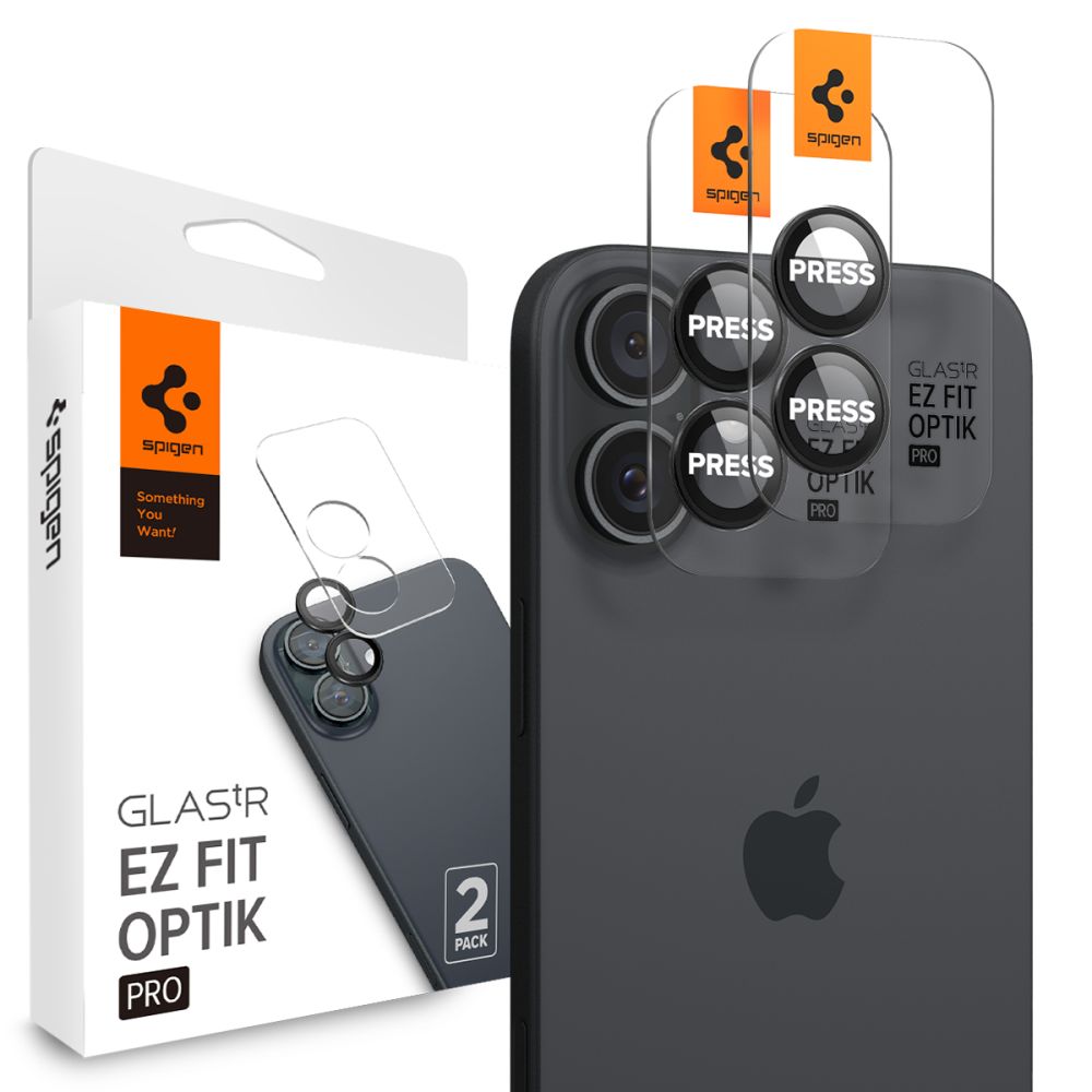 Spigen EZ FIT hátlapi kamera védőfólia Apple iPhone 16 Plus / 16, üvegvédelem, 2 darabos készlet, fekete AGL07921 AGL07921 AGL07921