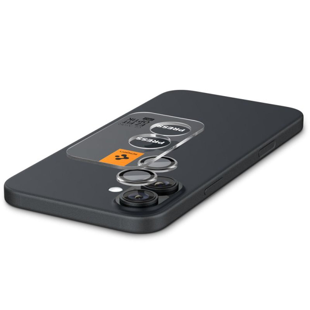 Spigen EZ FIT hátlapi kamera védőfólia Apple iPhone 16 Plus / 16, üvegvédelem, 2 darabos készlet, átlátszó AGL07921
