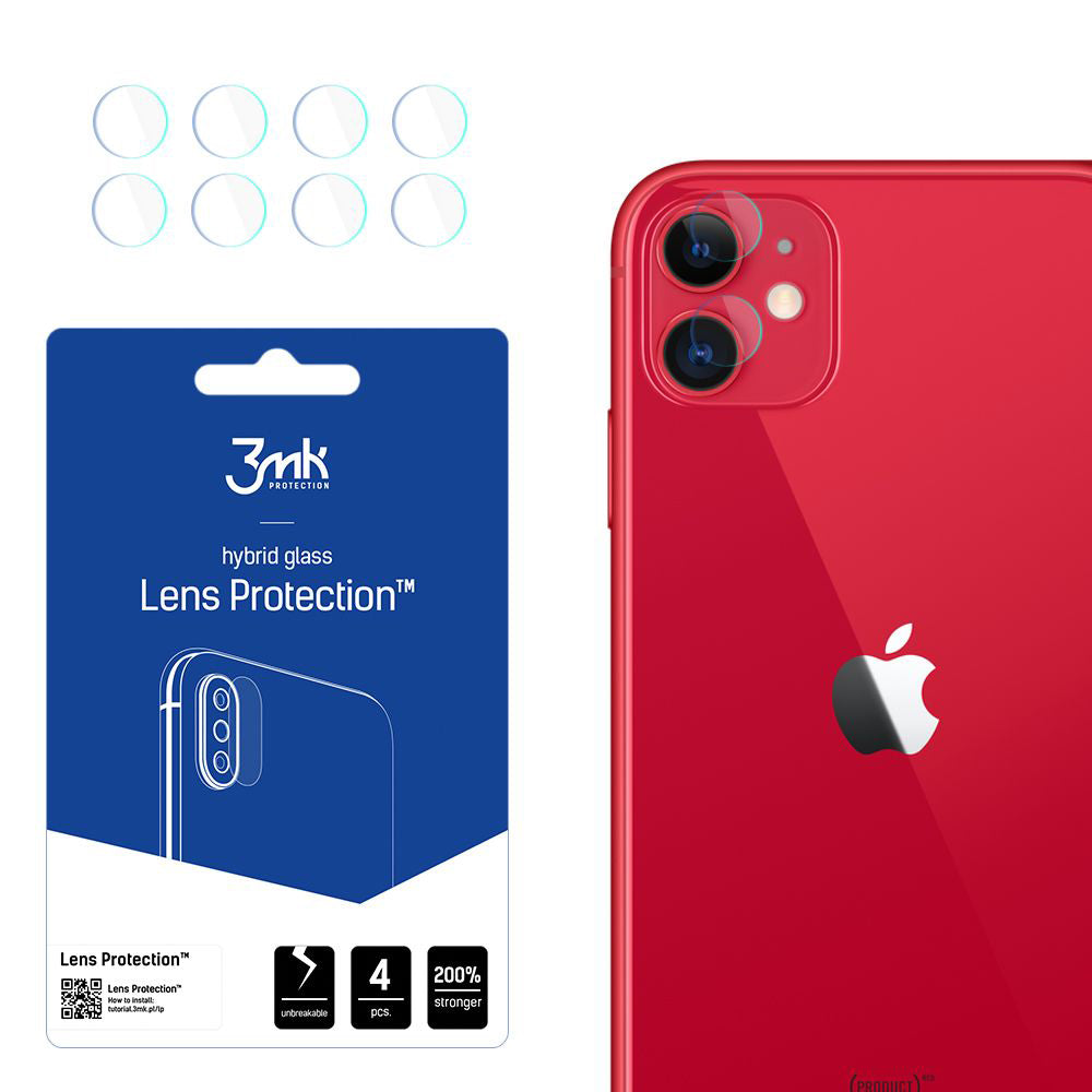 3MK Protection hátlapi kamera védőfólia Apple iPhone 11-hez, rugalmas üveg, 4 darabos készlet, átlátszó