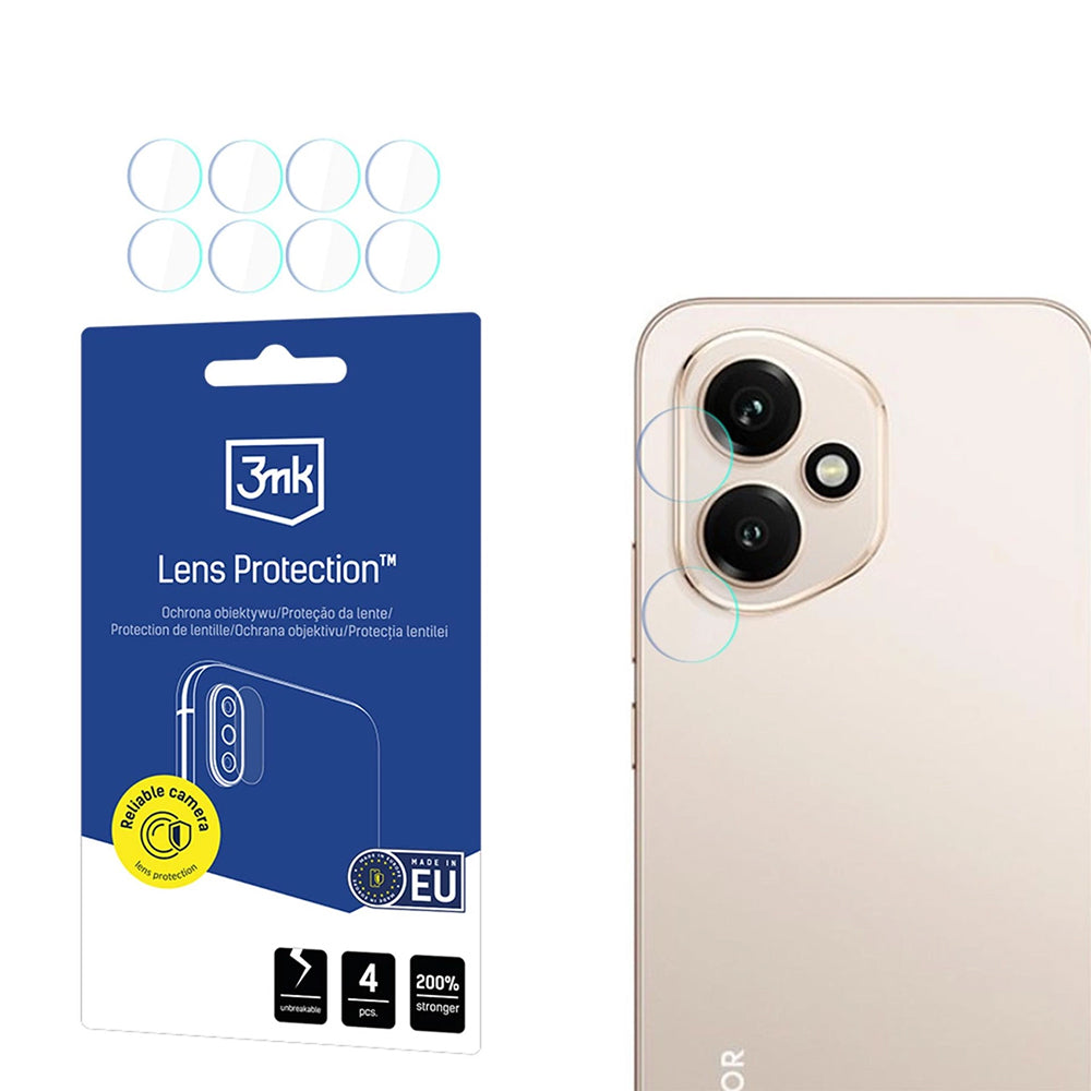 3MK Protection hátlapi kamera védőfólia Honor 400-hoz, rugalmas üveg, 4 darabos készlet, átlátszó