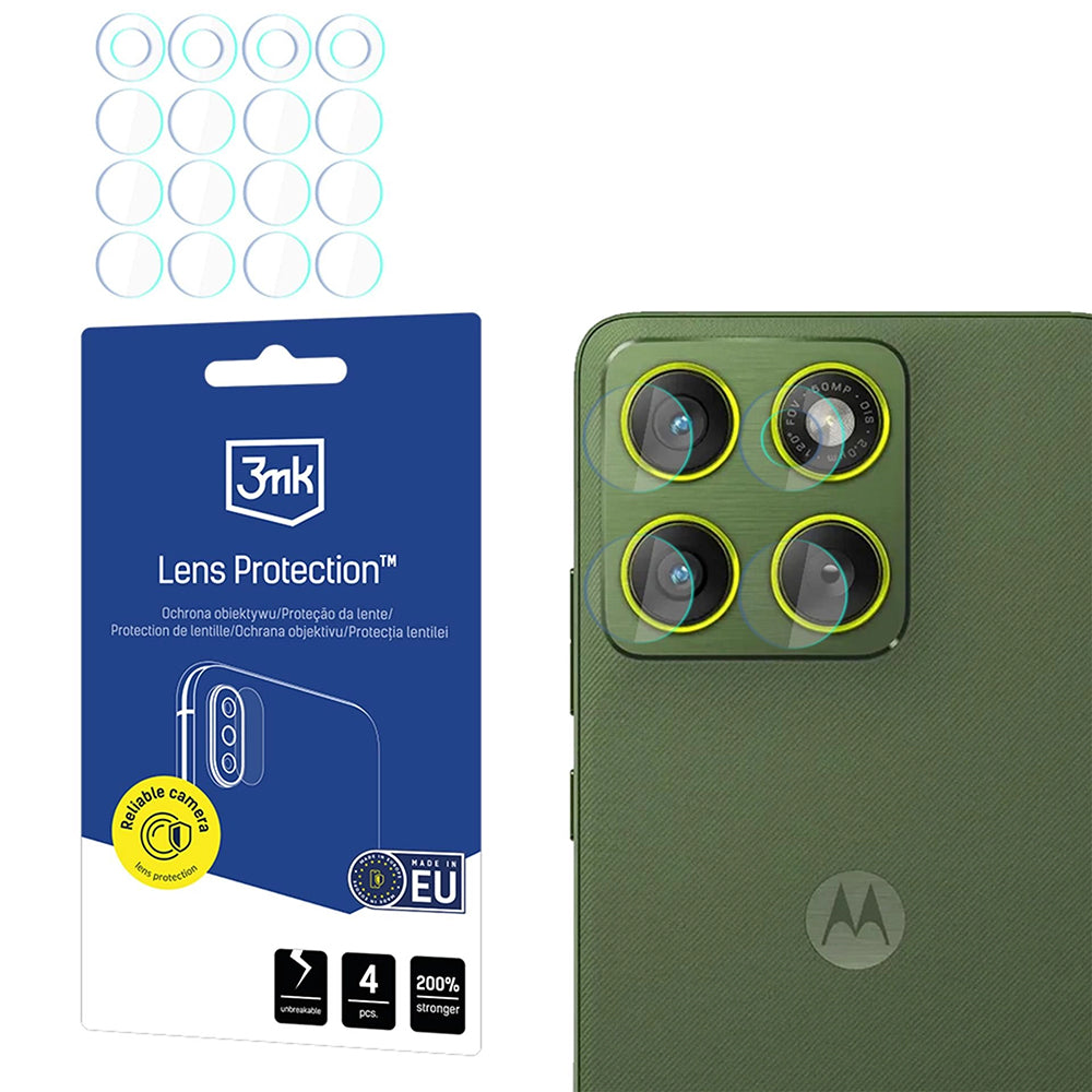 Hátsó kamera védőfólia 3MK Protection Motorola Edge 70-hez, Edzett üveg, 4 darabos készlet, Átlátszó