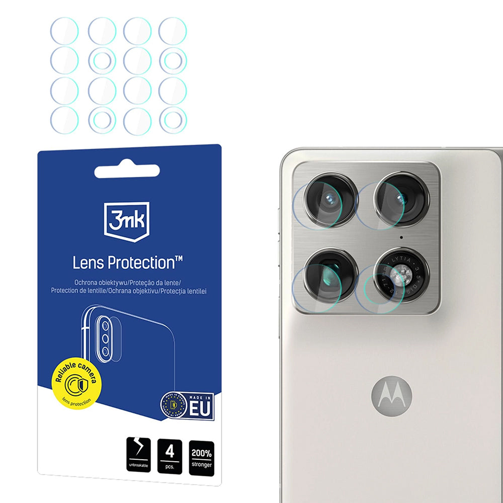 Hátsó kamera védőfólia 3MK Protection Motorola Razr Foldhoz, Edzett üveg, 4 darabos készlet, Átlátszó