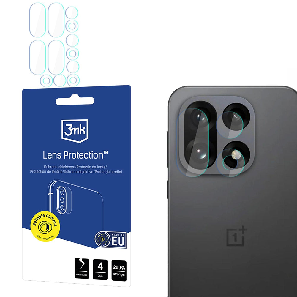 Hátsó kamera védőfólia 3MK Protection OnePlus 15-höz, Edzett üveg, 4 darabos készlet, Átlátszó