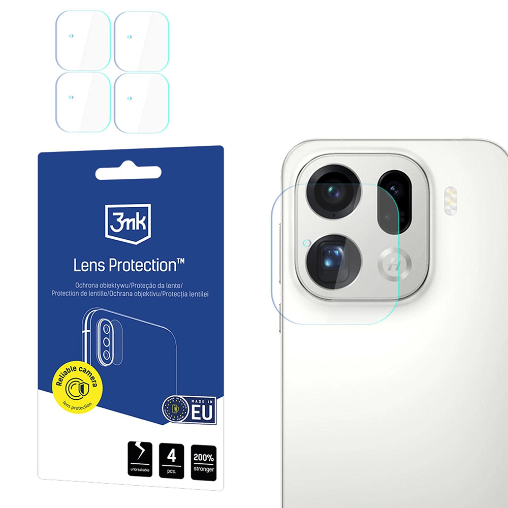 Hátsó kamera védőfólia 3MK Protection Oppo Find X9 Pro-hoz, Edzett üveg, 4 darabos készlet, Átlátszó