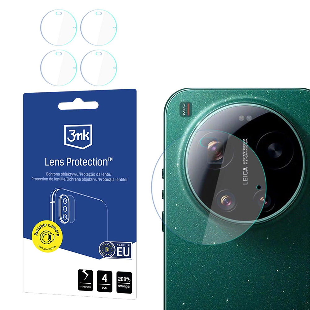 Hátsó kamera védőfólia 3MK Protection Xiaomi 17 Ultra készülékhez, Rugalmas Üveg, 4 darabos készlet, Átlátszó