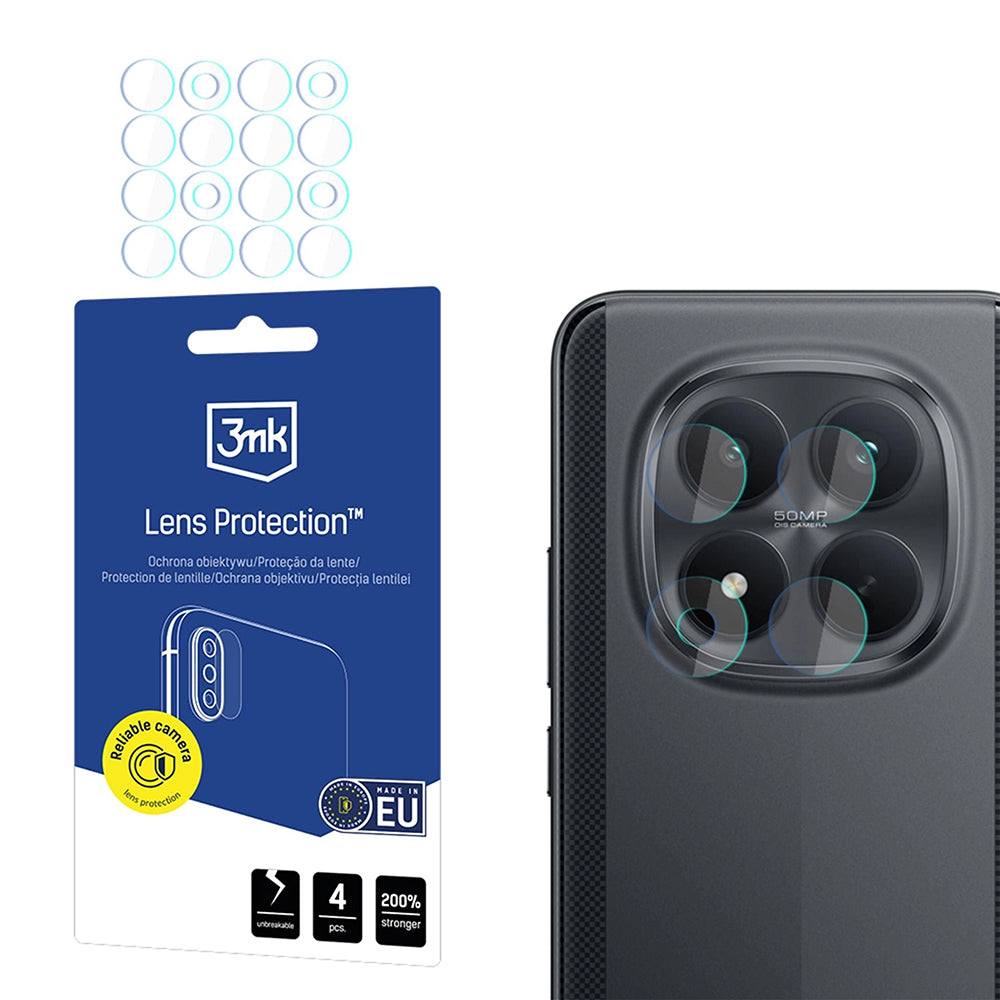3MK Protection hátlapi kamera védőfólia Xiaomi Poco M8 Pro-hoz, edzett üveg, 4 darabos készlet, átlátszó