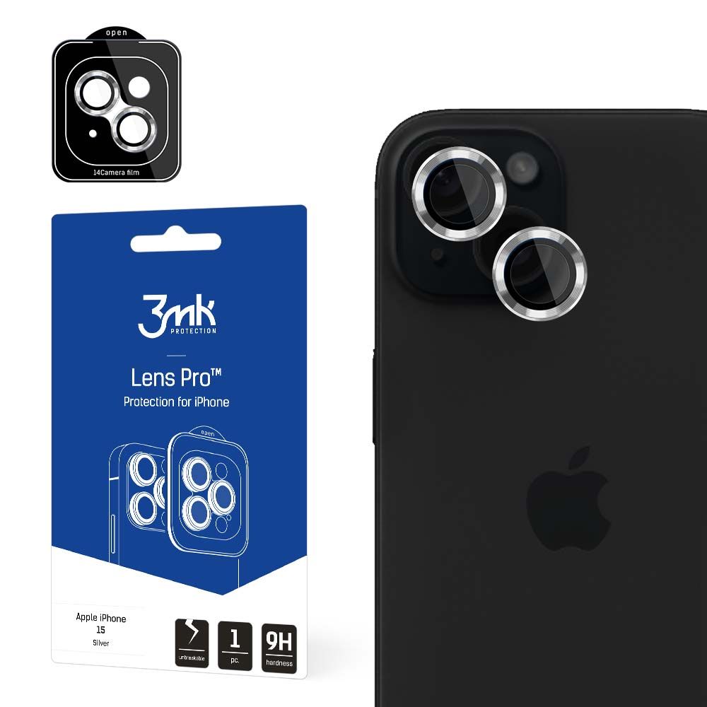 3MK Protection Pro hátlapi kamera védőfólia Apple iPhone 15-höz, edzett üveg, ezüst