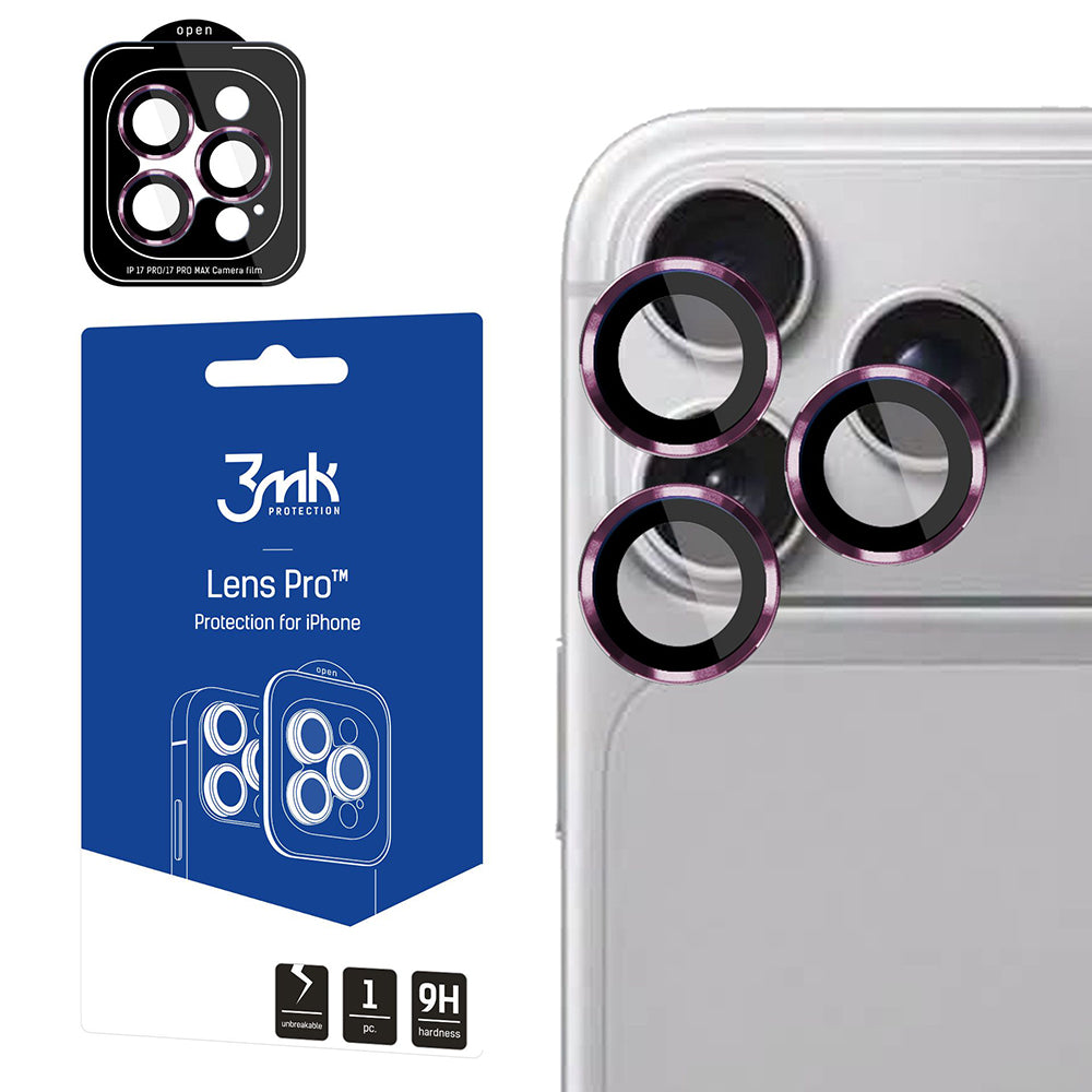 3MK Protection Pro hátlapi kamera védőfólia Apple iPhone 18 Pro / 18 Pro Max készülékhez, edzett üveg, bordó