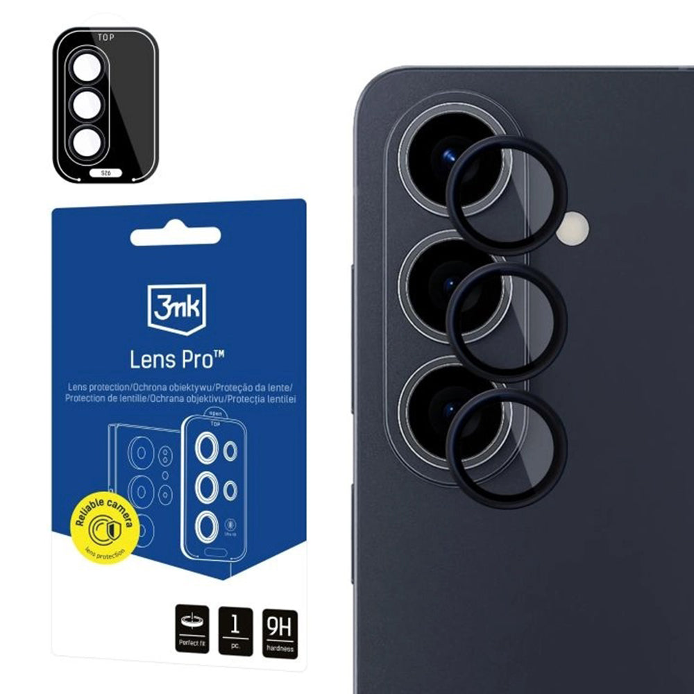 Hátsó kamera védőfólia 3MK Protection Pro Samsung Galaxy S26 S942-hez, Edzett üveg, Fekete