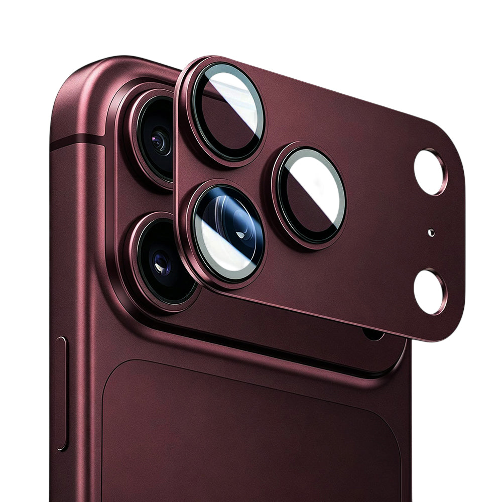 Blueo Integrated Metal hátlapi kameravédő fólia Apple iPhone 18 Pro Max készülékhez, edzett üveg, bordó