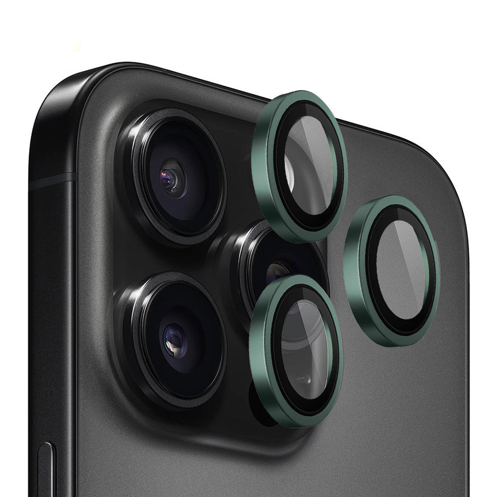 Blueo fémkeretes hátlapi kamera védőfólia Apple iPhone 13 Pro Max / 13 Pro készülékhez, edzett üveg, zöld