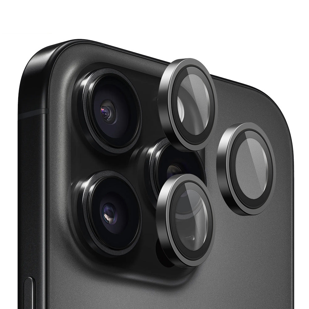 Blueo Metal Frame hátlapi kamera védőfólia Apple iPhone 16 Pro Max / 16 Pro készülékhez, edzett üveg, fekete