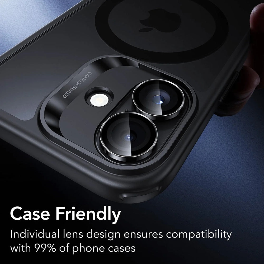ESR Armorite hátsó kamera védőfólia Apple iPhone 17 / 16 Plus / 16 készülékekhez, Edzett üveg, 2 darabos készlet, Fekete