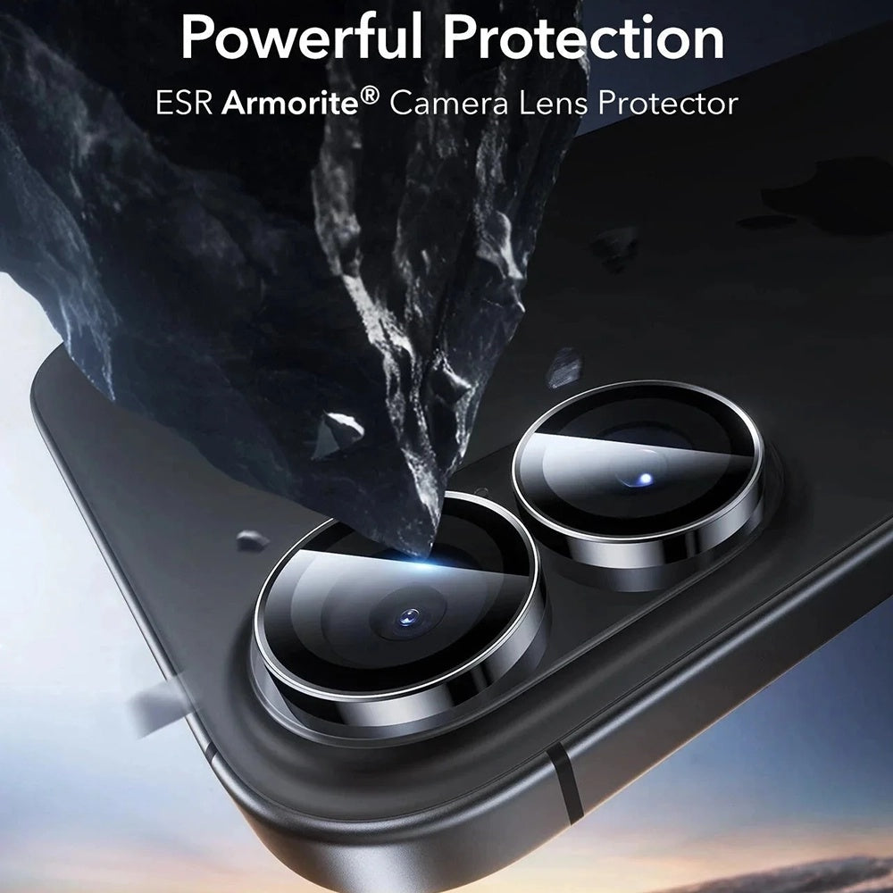 ESR Armorite hátsó kamera védőfólia Apple iPhone 17 / 16 Plus / 16 készülékekhez, Edzett üveg, 2 darabos készlet, Fekete