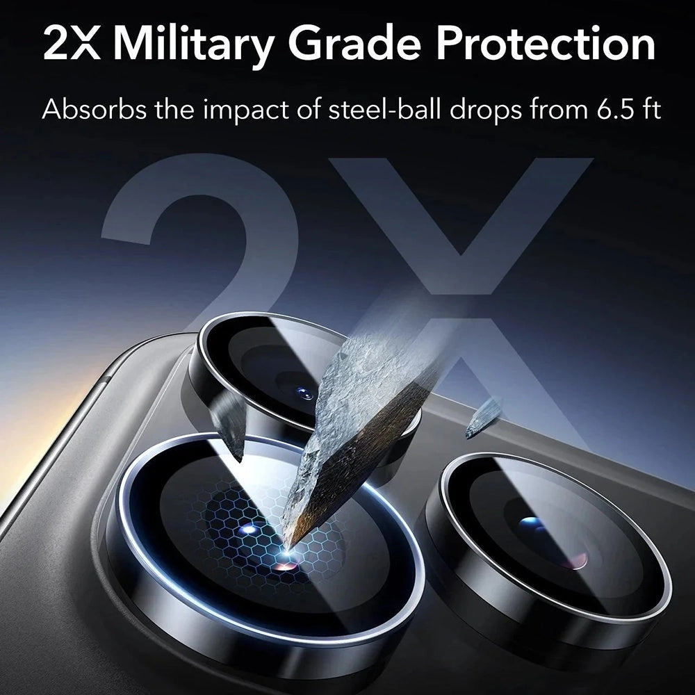 ESR Armorite hátsó kamera védőfólia Apple iPhone 17 Pro Max-hoz, Edzett üveg, 2 darabos készlet, Fekete