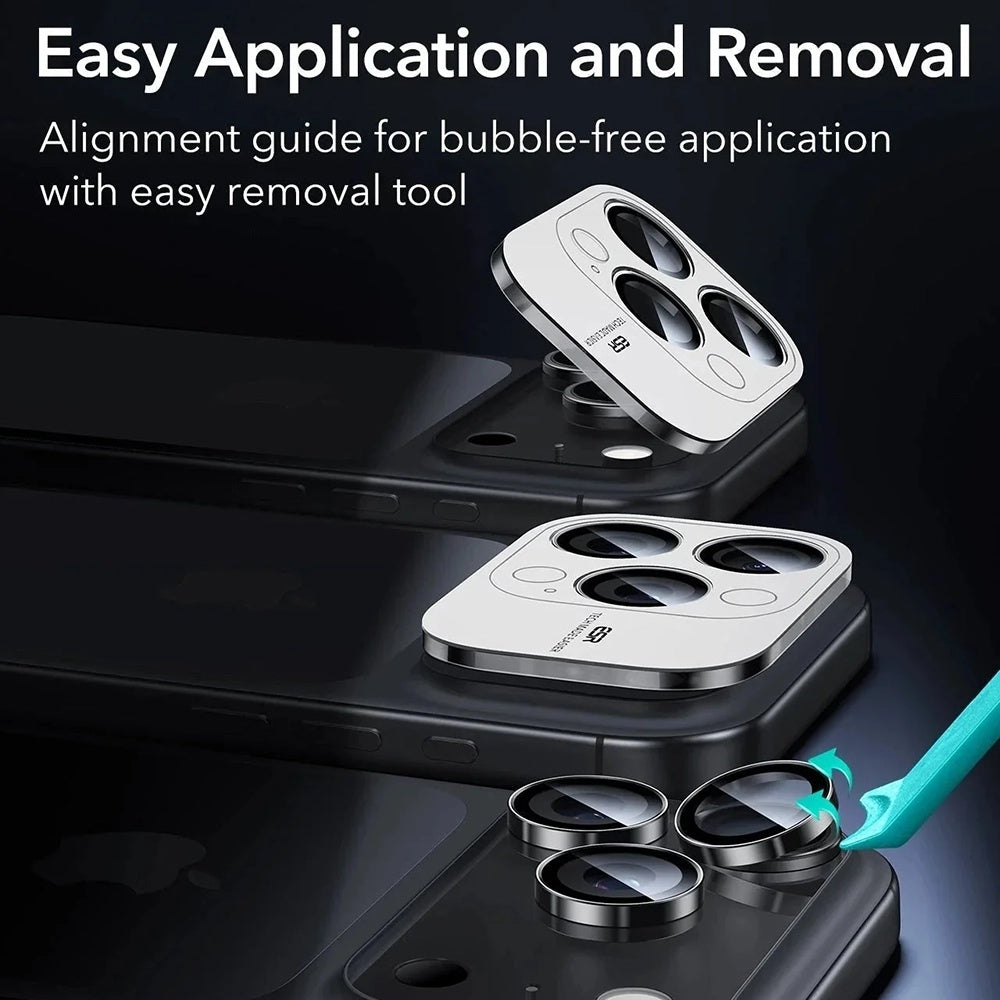 ESR Armorite hátsó kamera védőfólia Apple iPhone 17 Pro Max-hoz, Edzett üveg, 2 darabos készlet, Fekete