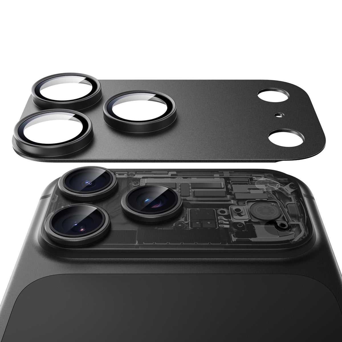 ESR Armorite Pro hátlapi kamera védőfólia Apple iPhone 18 Pro-hoz, edzett üveg, fekete