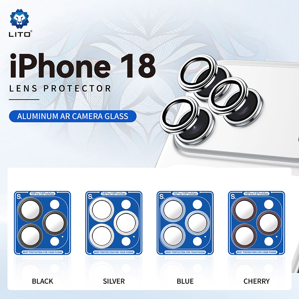 Lito S+ hátlapi kamera védőfólia Apple iPhone 18 Pro / 18 Pro Max készülékhez, edzett üveg, bordó