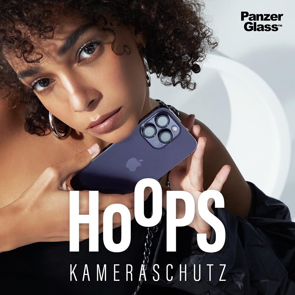 Hátsó kamera védőfólia PanzerGlass Hoops Apple iPhone 16 Pro Max / 16 Pro készülékhez, Edzett üveg, Fekete