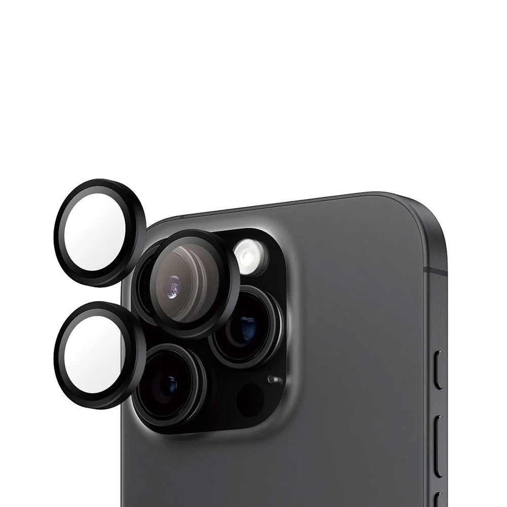 Hátsó kamera védőfólia PanzerGlass Hoops Apple iPhone 16 Pro Max / 16 Pro készülékhez, Edzett üveg, Fekete