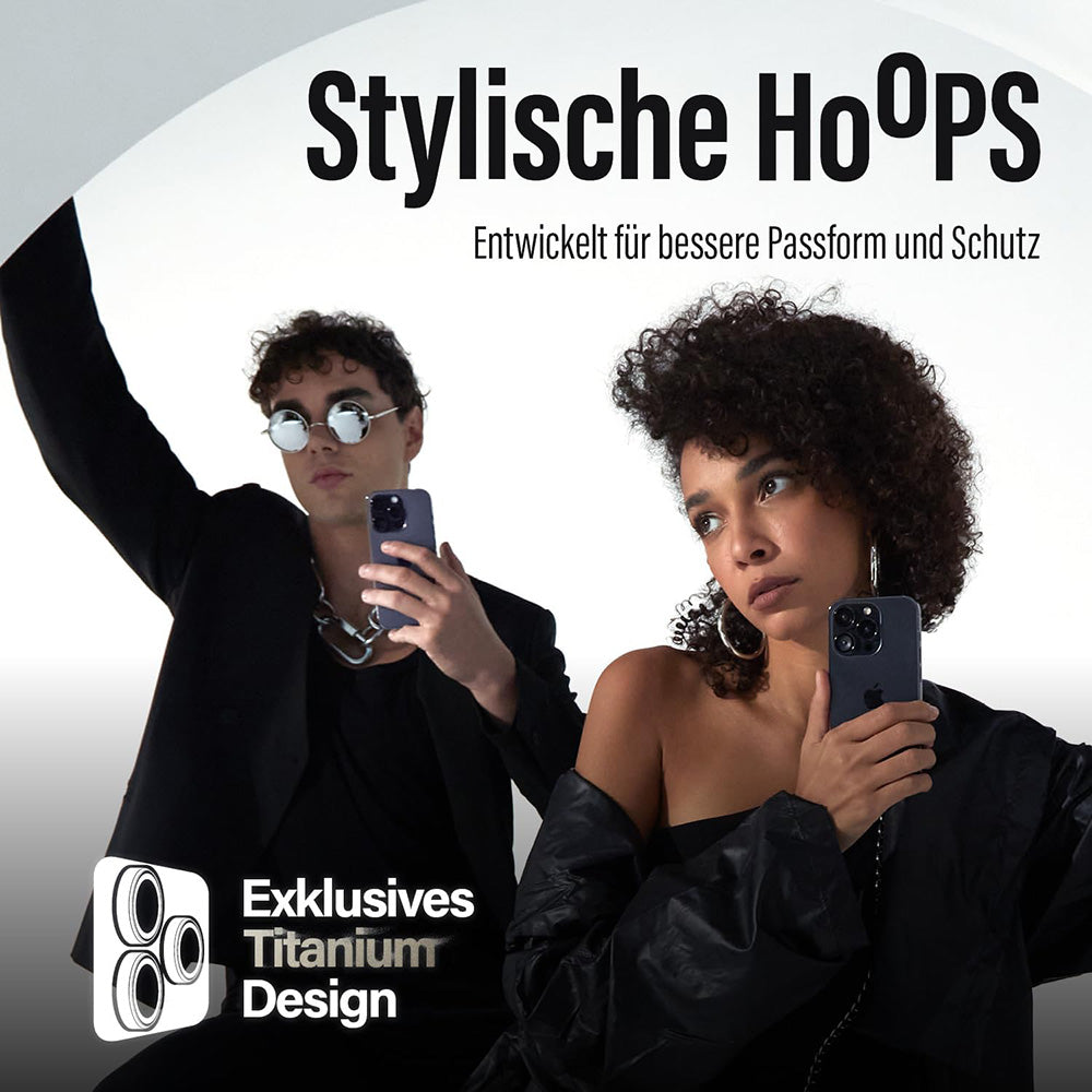 Hátsó kamera védőfólia PanzerGlass Hoops Apple iPhone 16 Pro Max / 16 Pro készülékhez, Edzett üveg, Fekete