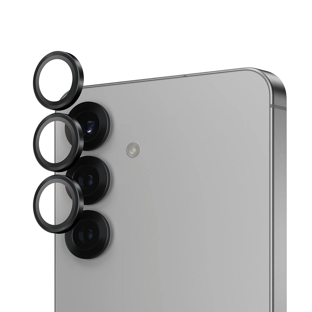 Védőfólia PanzerGlass Hoops a Samsung Galaxy S25 S931 hátsó kamerájához, Edzett üveg, Fekete