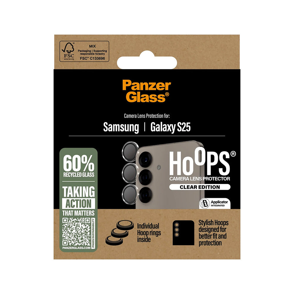 Védőfólia PanzerGlass Hoops a Samsung Galaxy S25 S931 hátsó kamerájához, Edzett üveg, Átlátszó