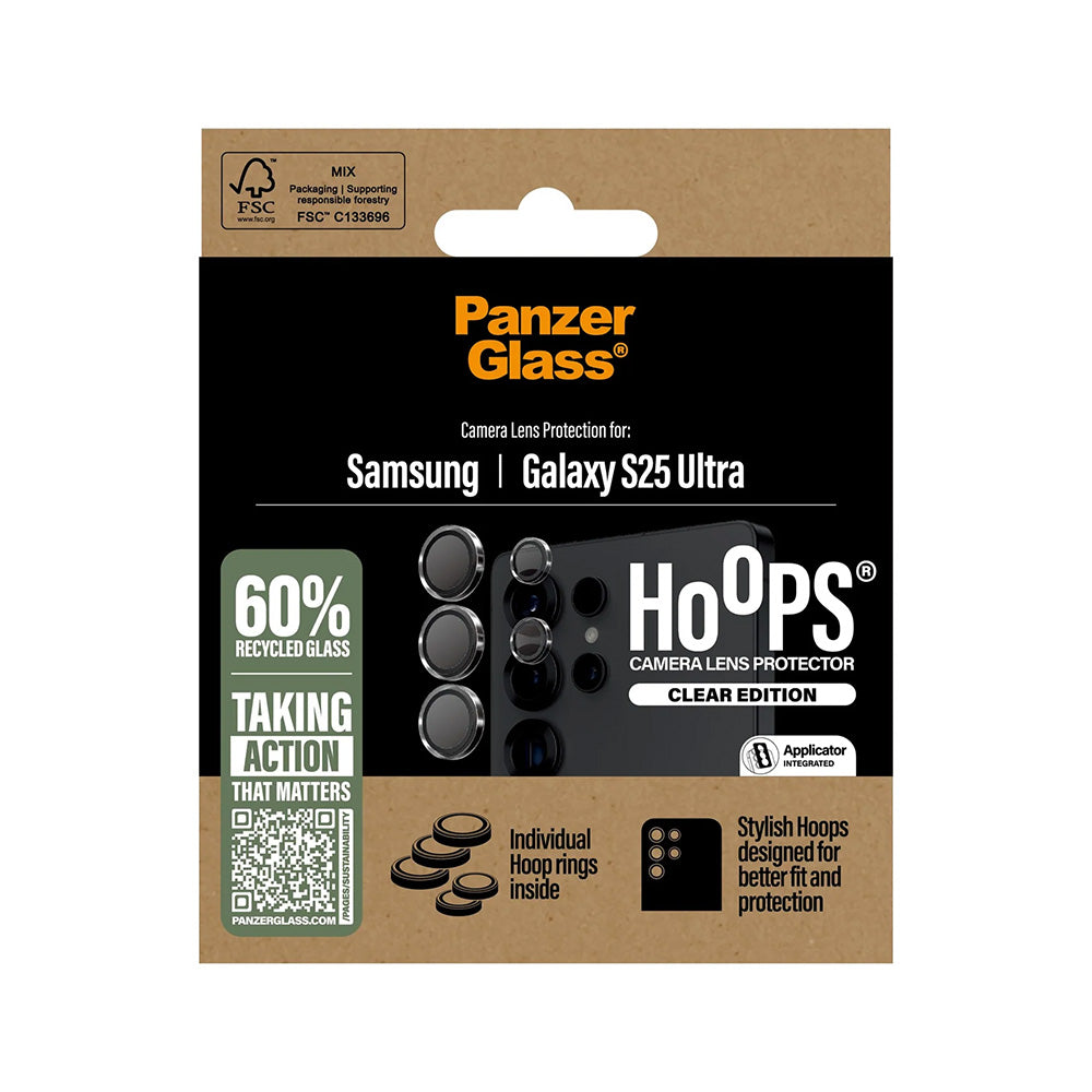 Védőfólia PanzerGlass Hoops a Samsung Galaxy S25 Ultra S938 hátsó kamerájához, Edzett üveg, Átlátszó